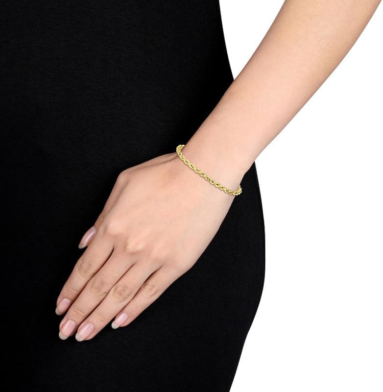 Gold Rope Chain Bracelet for Men & Women – 100% Real 10k or 14k Gold